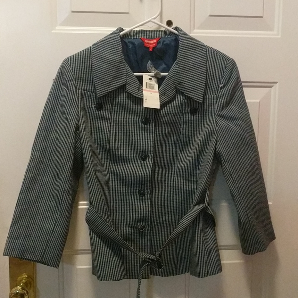 Dorothee Bis NWT women's size 10 blue multi blazer
